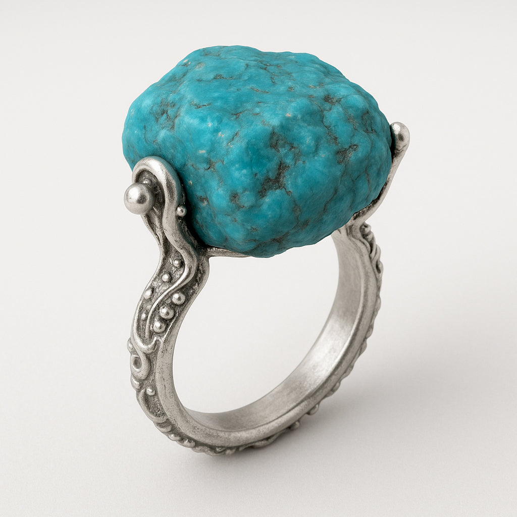 Anello pietra turchese grezza